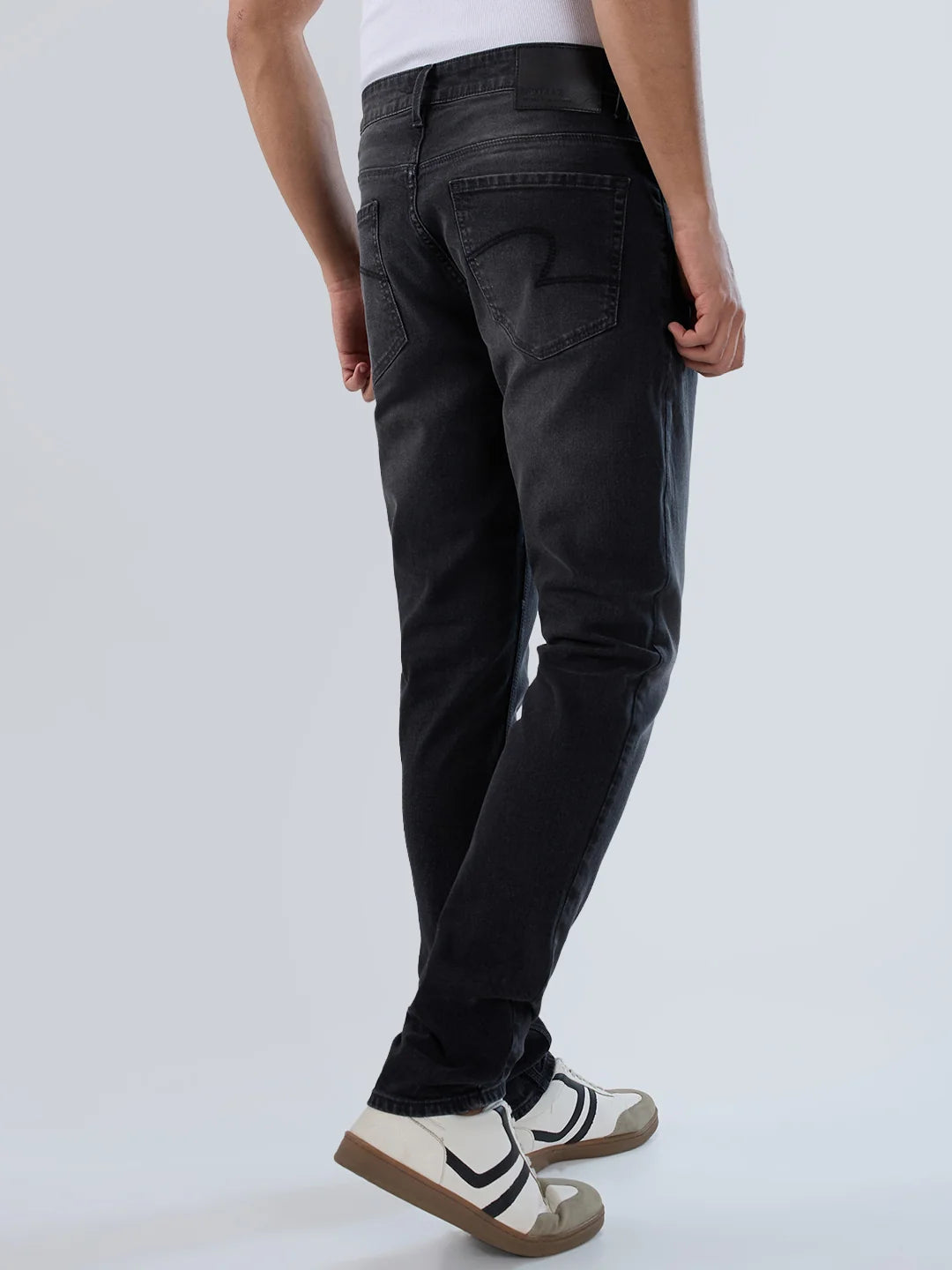 Men Kano Jeans Slim Fit Black Low Rise