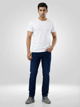 Men Jeans Slim Fit Dark Blue Low Rise