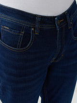 Men Jeans Slim Fit Dark Blue Low Rise