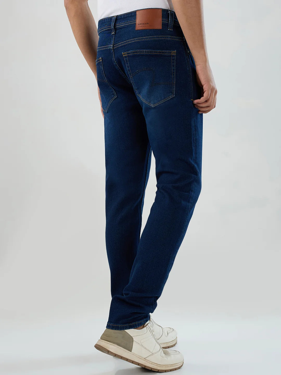 Men Jeans Slim Fit Dark Blue Low Rise