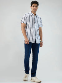 Men Jeans Slim Fit Dark Blue Low Rise