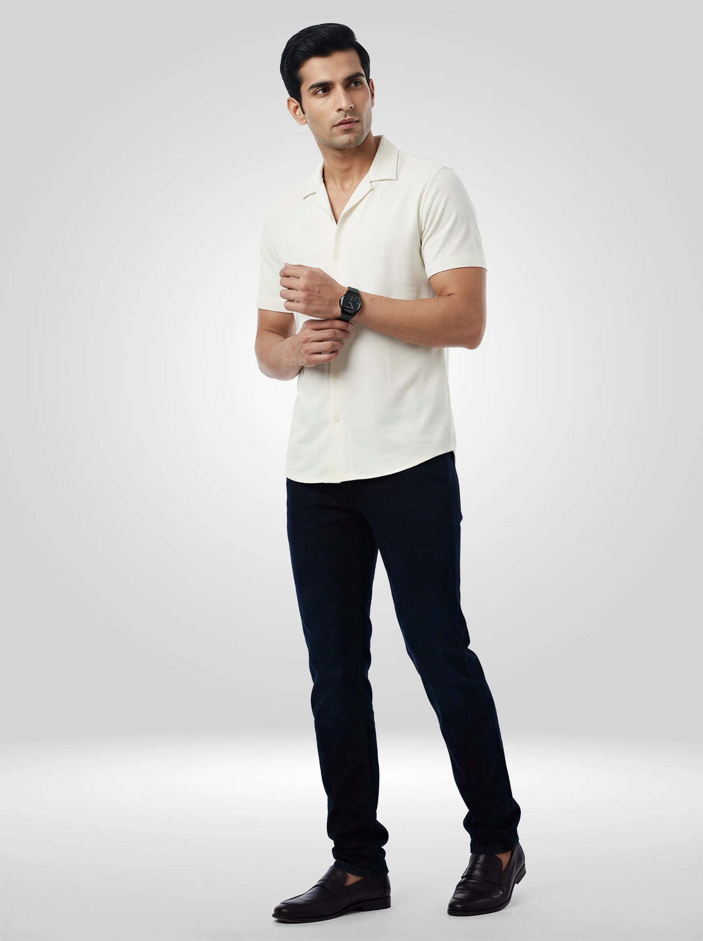 Men Jeans Slim Fit Dark Blue Low Rise