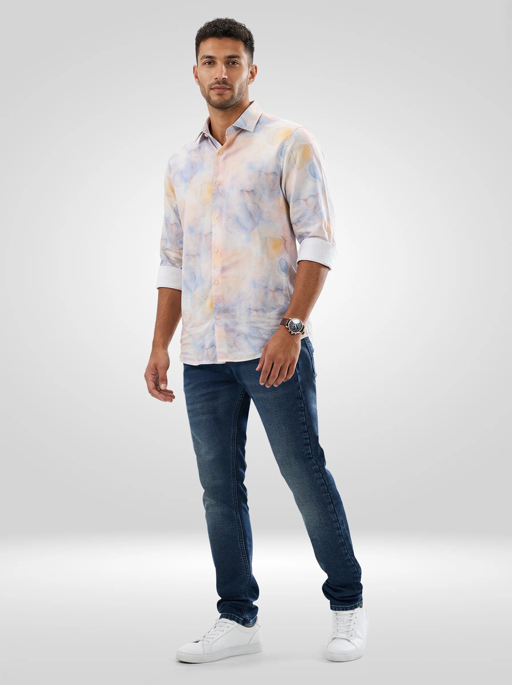 Men Jeans Slim Fit Dark Blue Low Rise