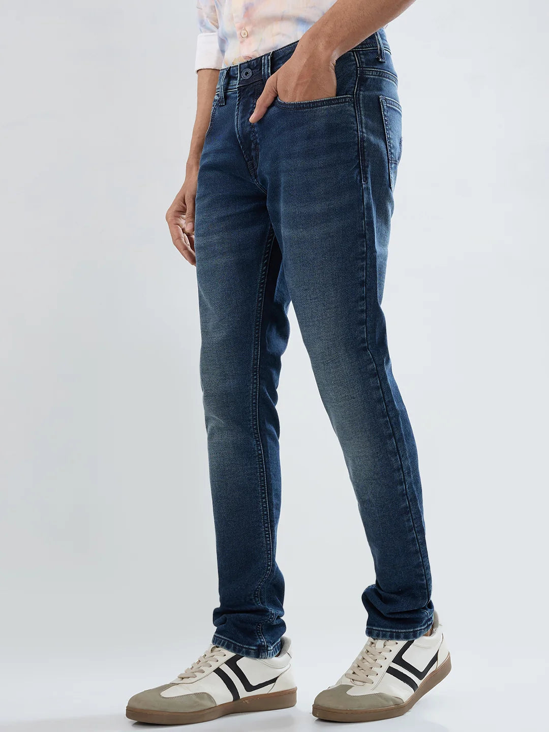 Men Kano Jeans Slim Fit Dark Blue Low Rise
