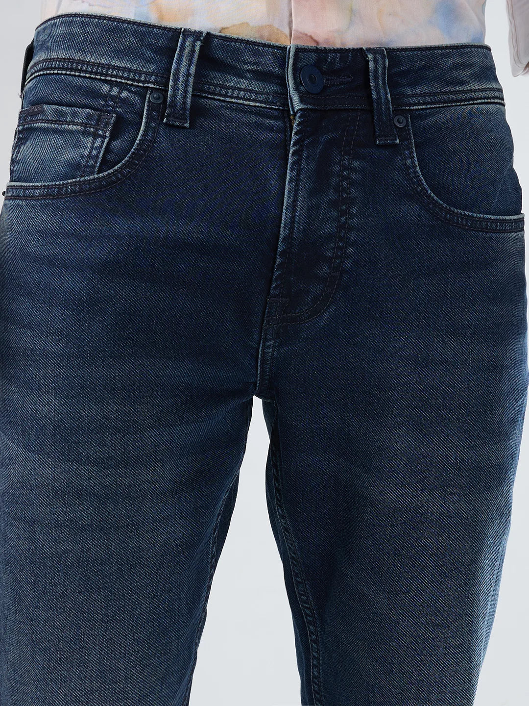 Men Kano Jeans Slim Fit Dark Blue Low Rise