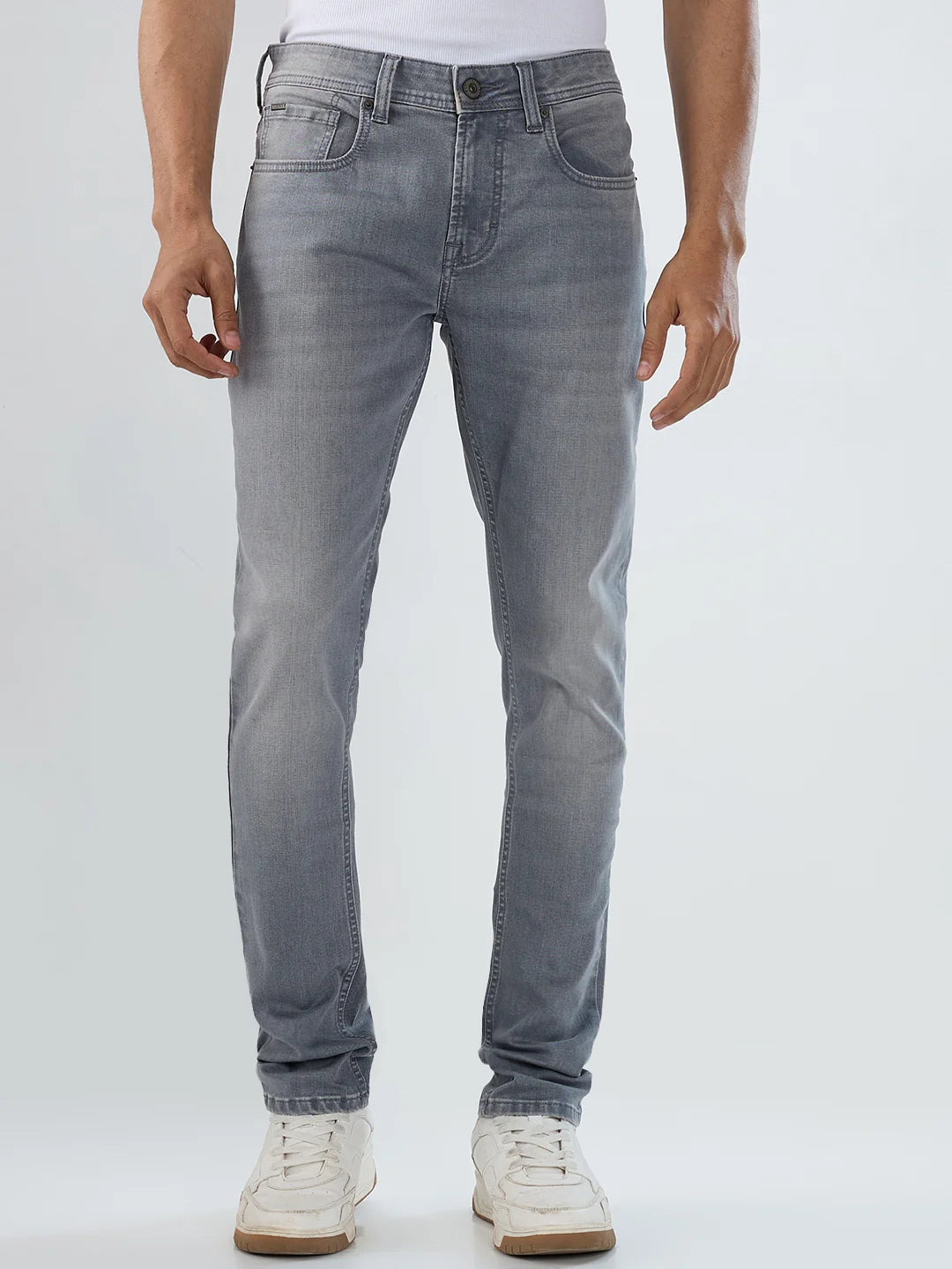 Men Jeans Slim Fit Grey Low Rise