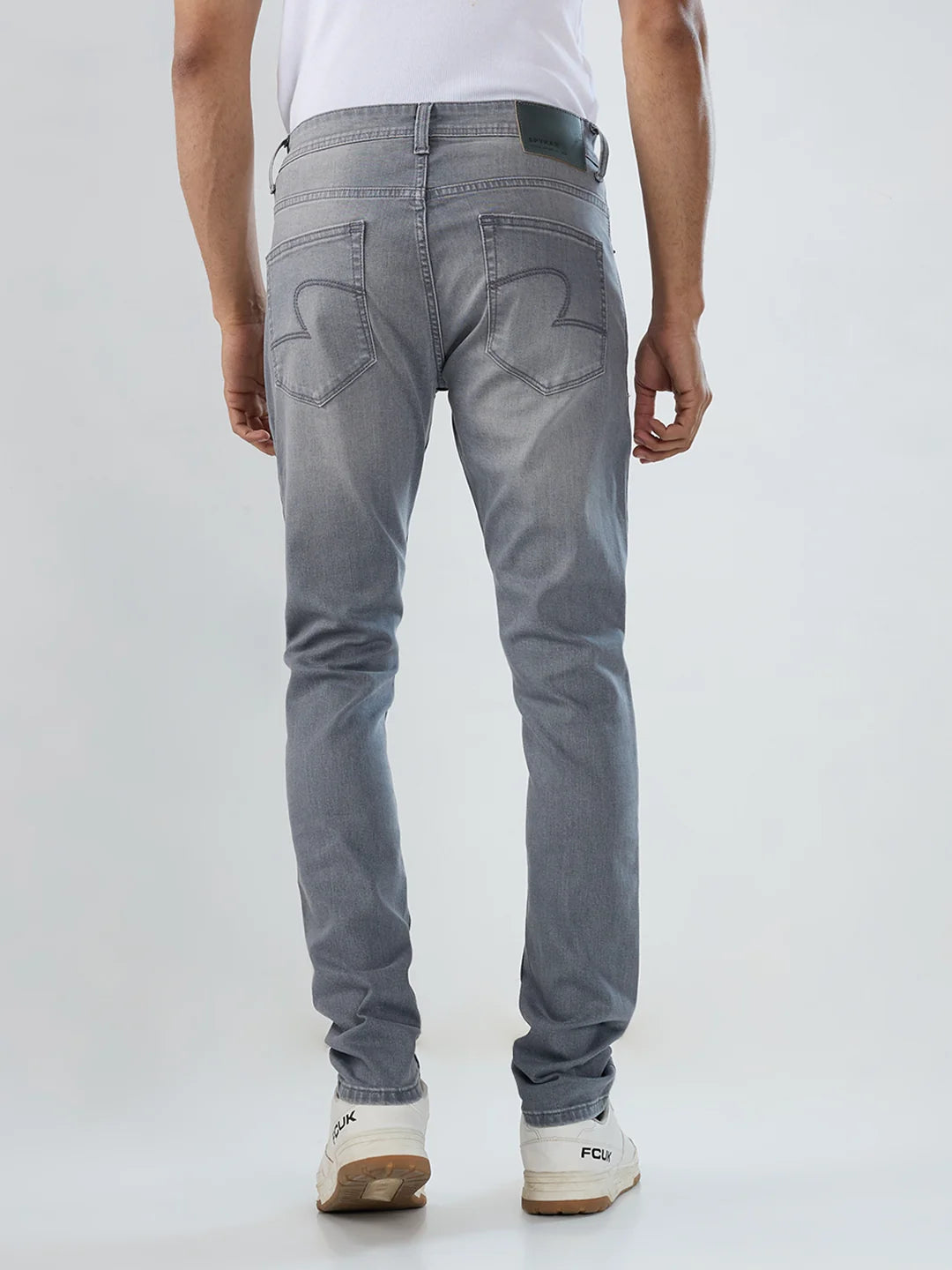Men Kano Jeans Slim Fit Grey Low Rise