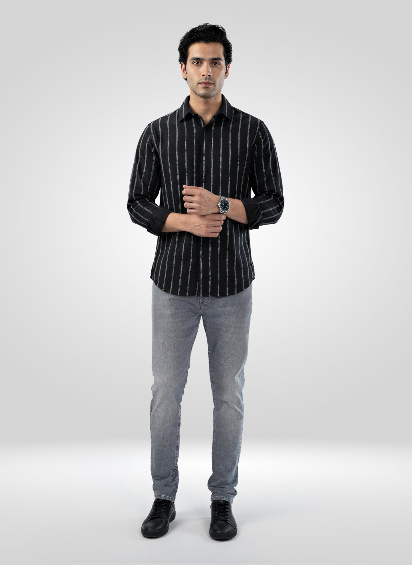 Men Jeans Slim Fit Grey Low Rise