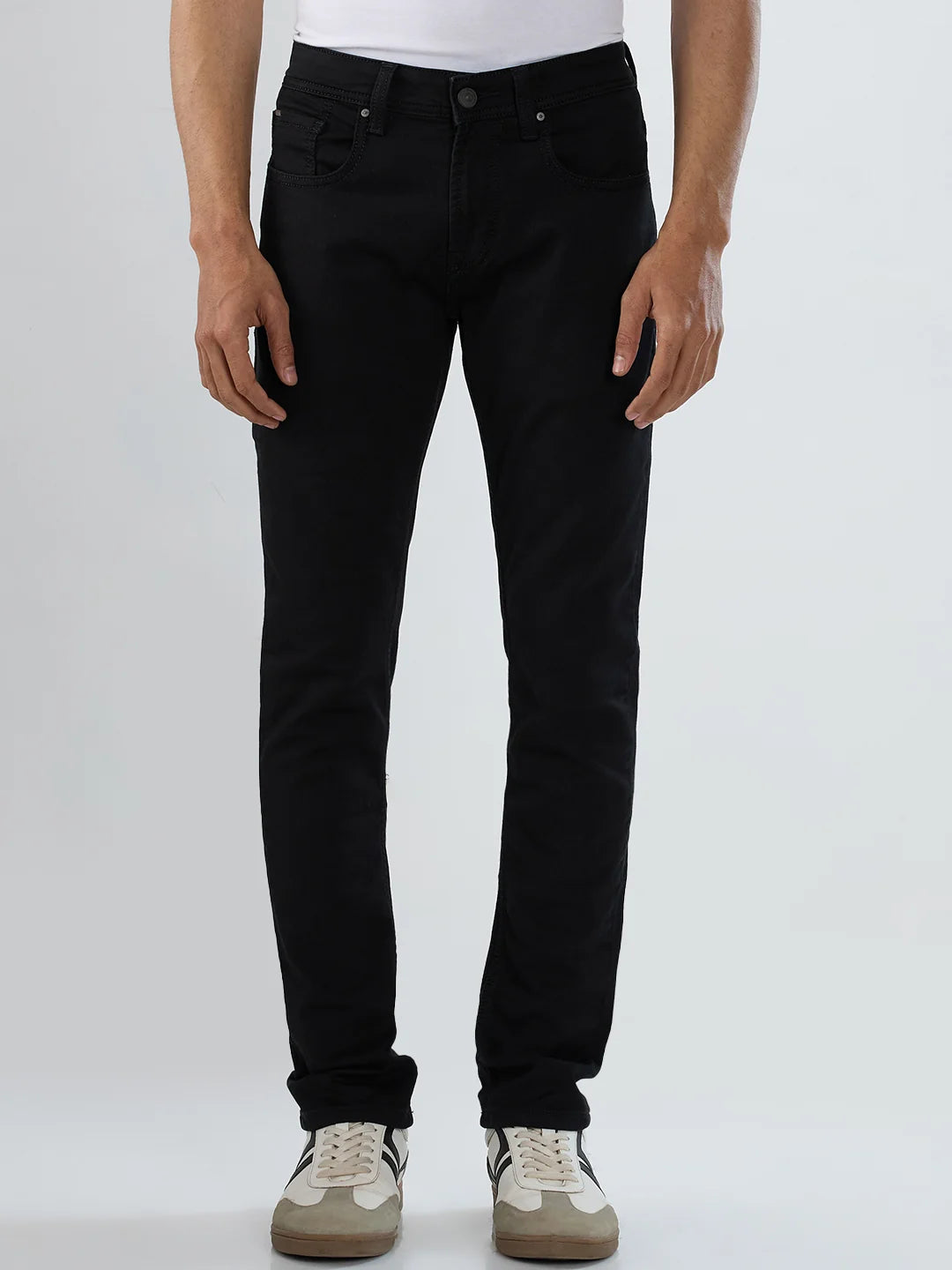 Men Kano Jeans Slim Fit Black Low Rise