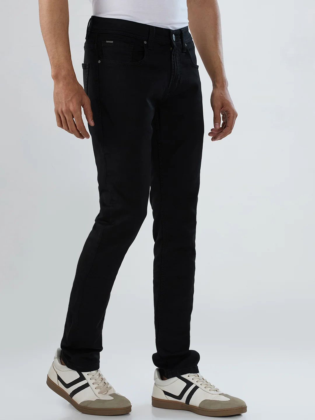 Men Kano Jeans Slim Fit Black Low Rise