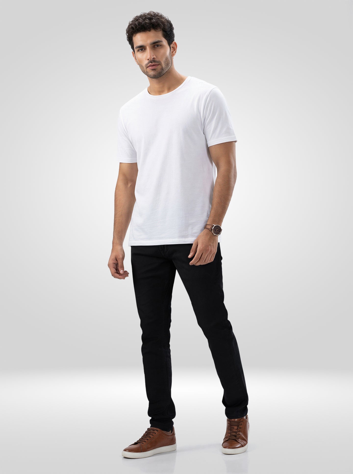 Men Jeans Slim Fit Black Low Rise