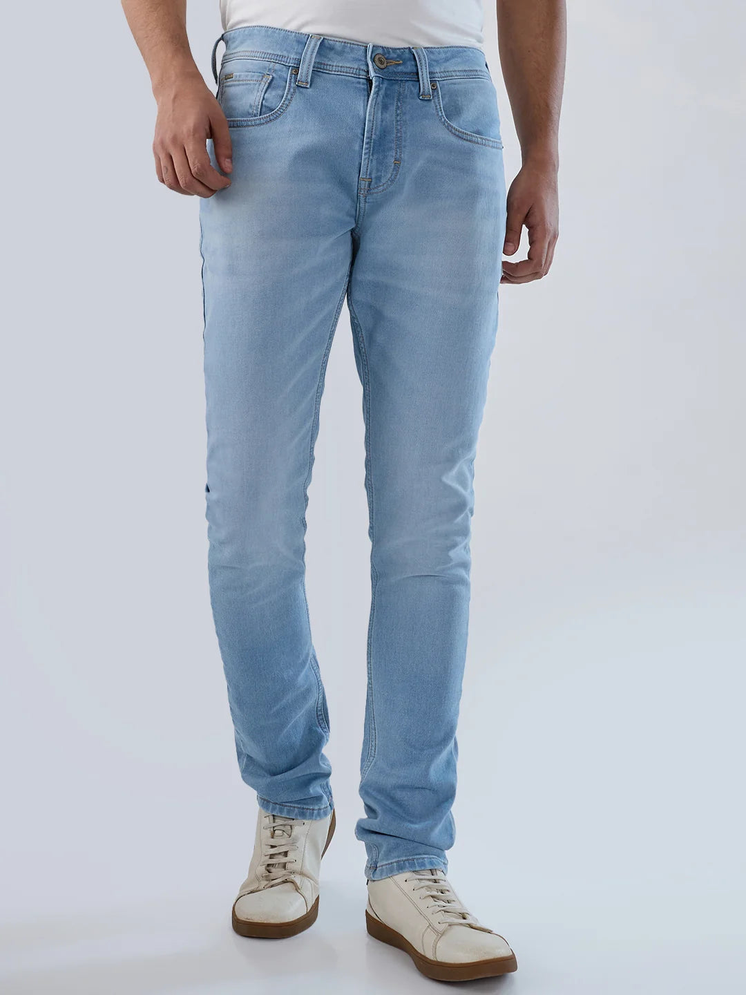Men Jeans Slim Fit Light Blue Low Rise