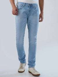 Men Kano Jeans Slim Fit Light Blue Low Rise