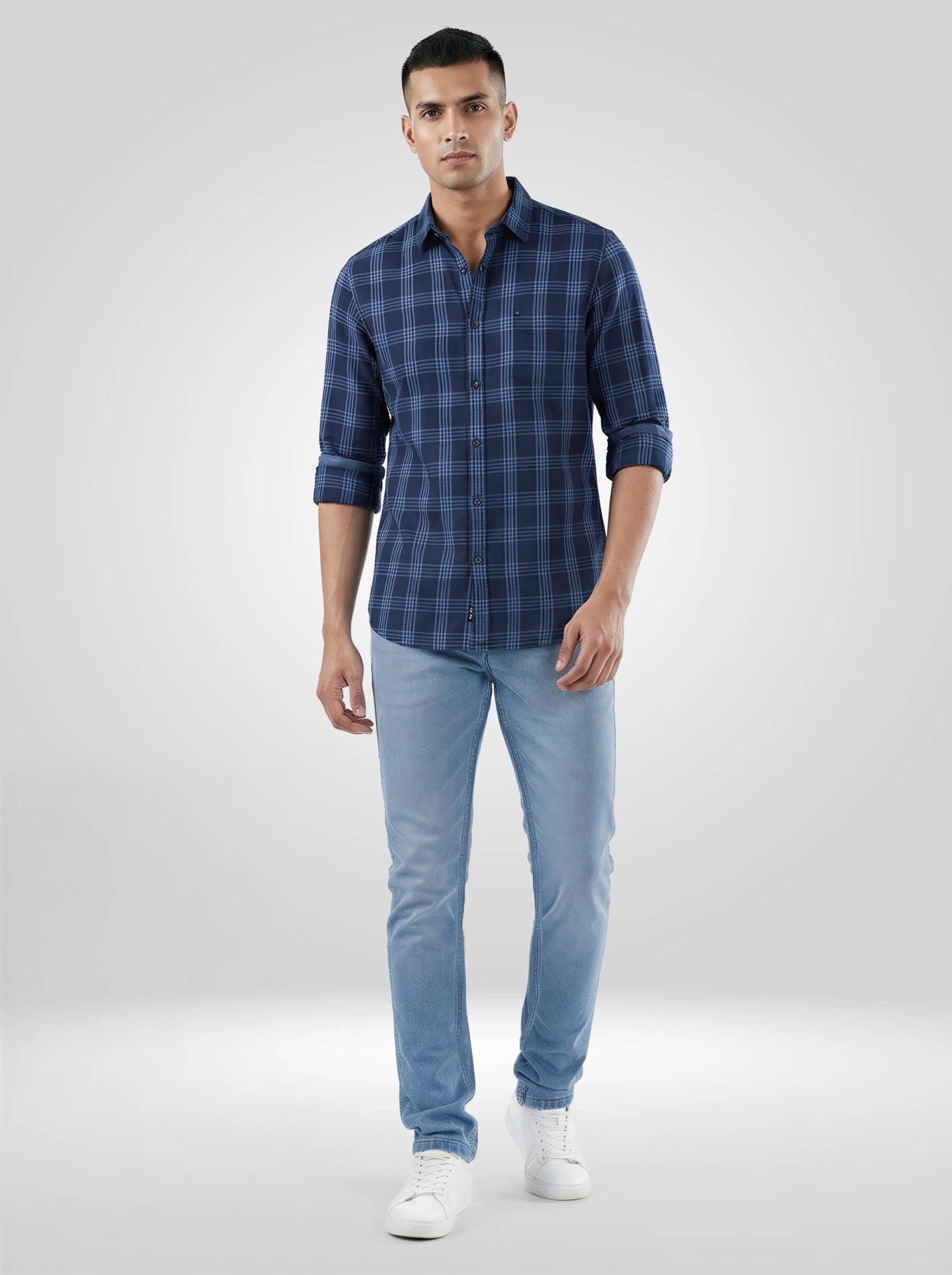 Men Jeans Slim Fit Light Blue Low Rise