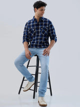 Men Kano Jeans Slim Fit Light Blue Low Rise
