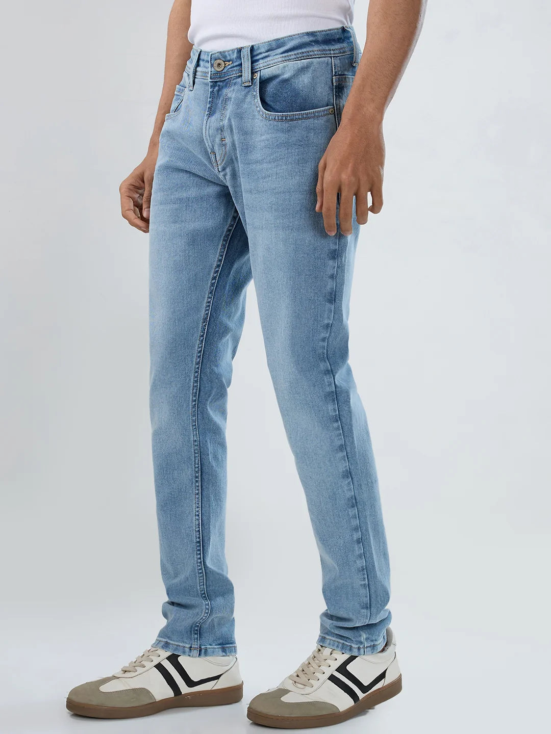 Men Kano Jeans Slim Fit Light Blue Low Rise