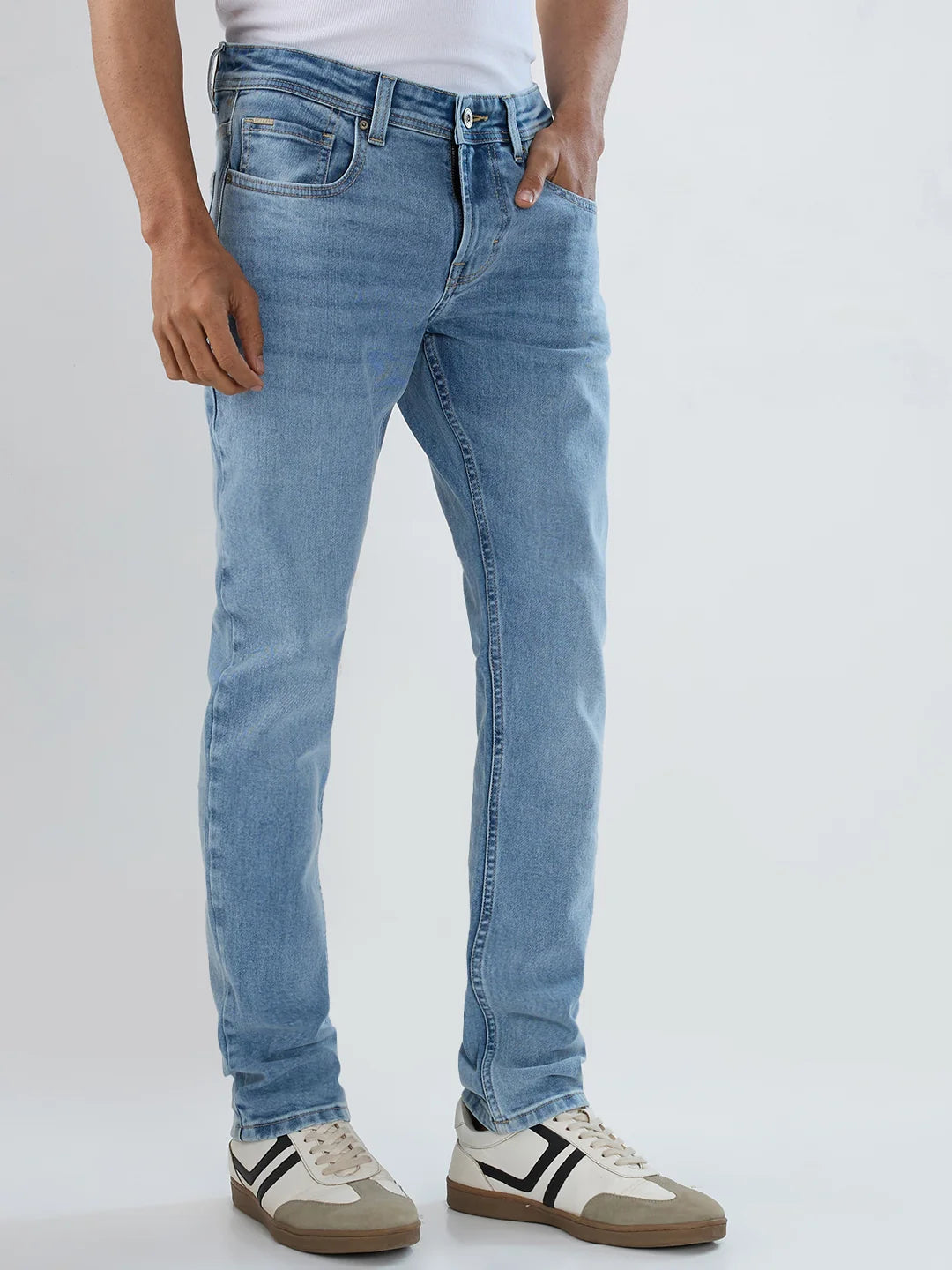 Men Kano Jeans Slim Fit Light Blue Low Rise