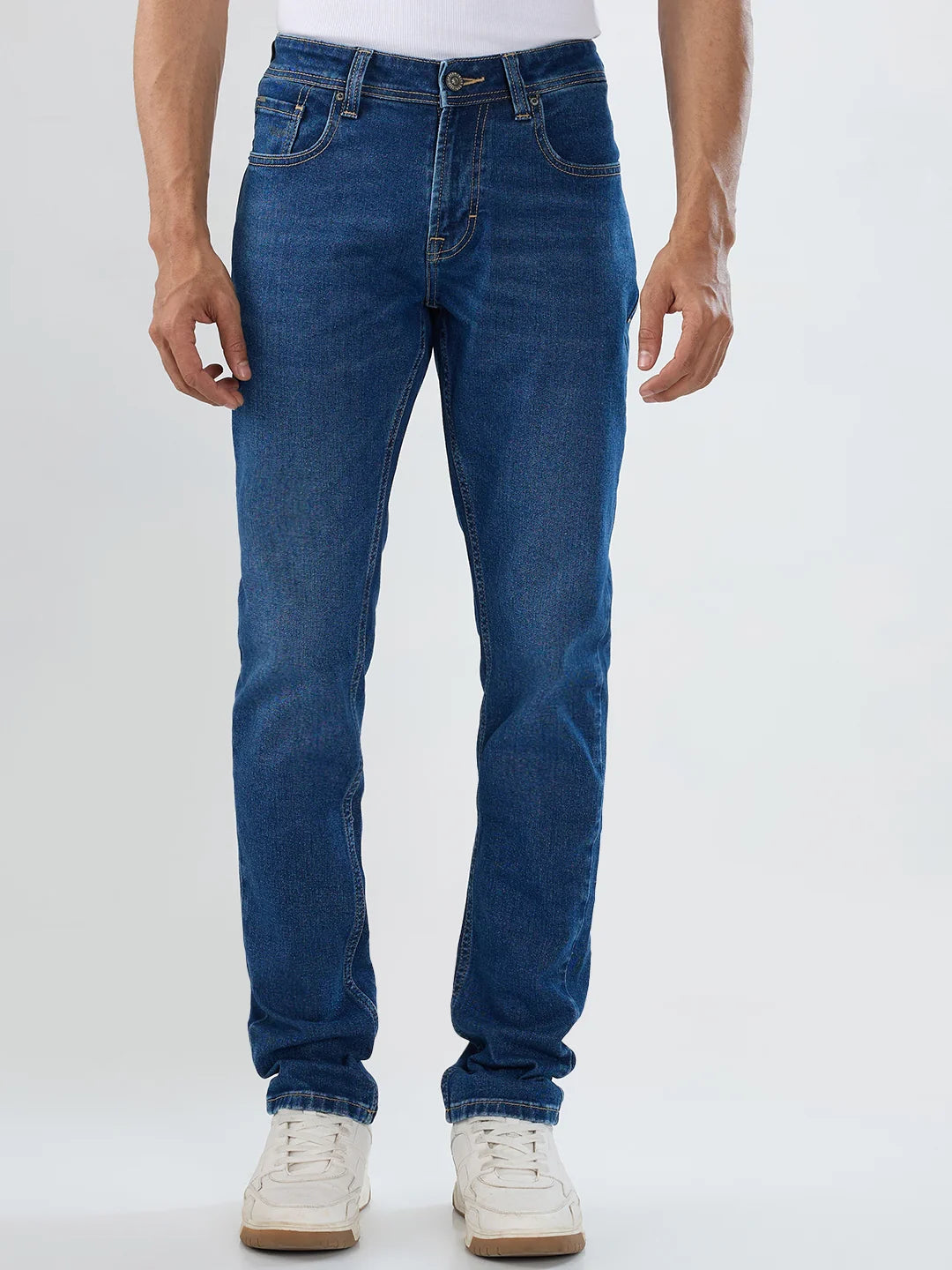 Men Jeans Slim Fit Mid Blue Low Rise