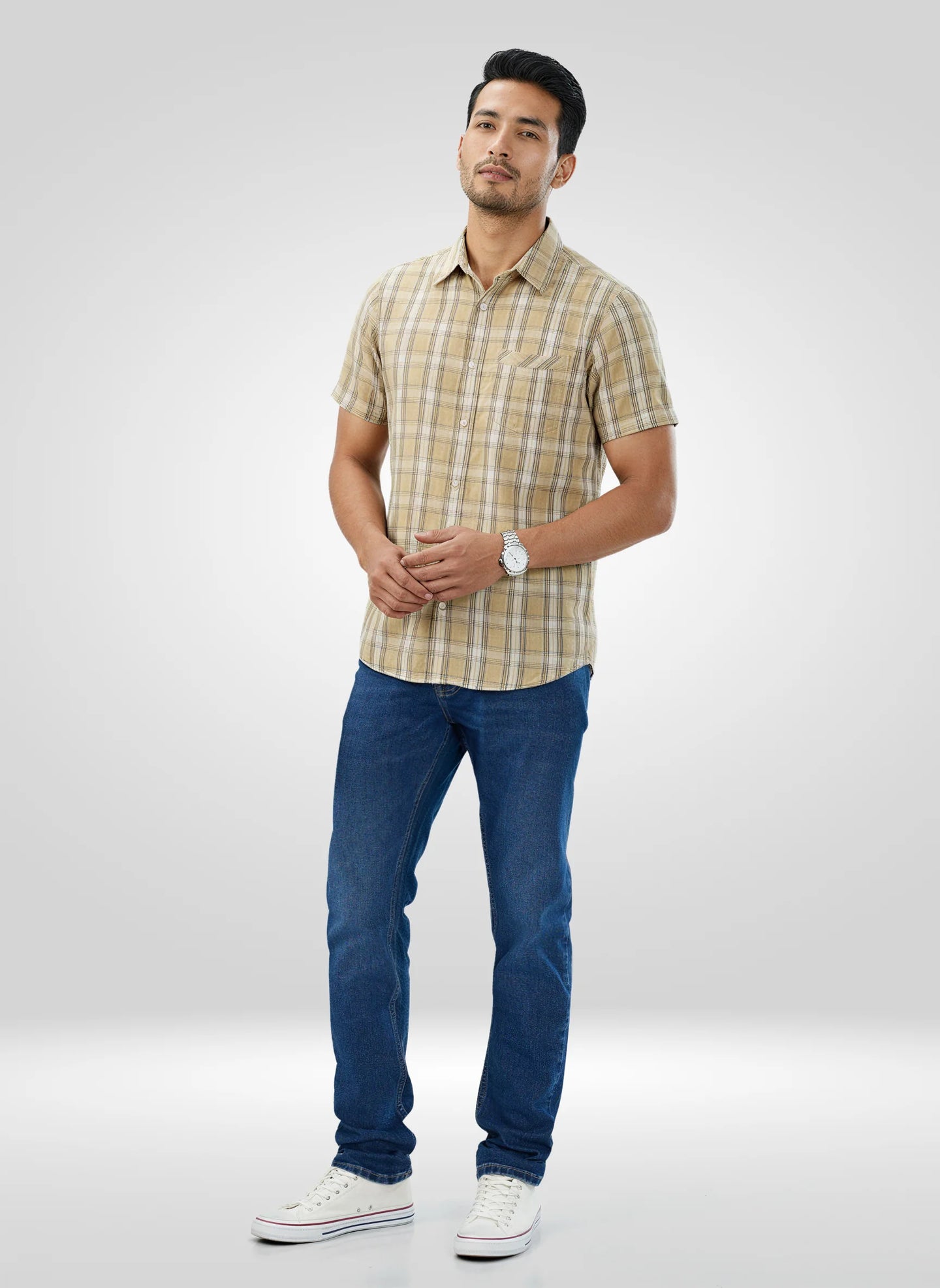 Men Jeans Slim Fit Mid Blue Low Rise