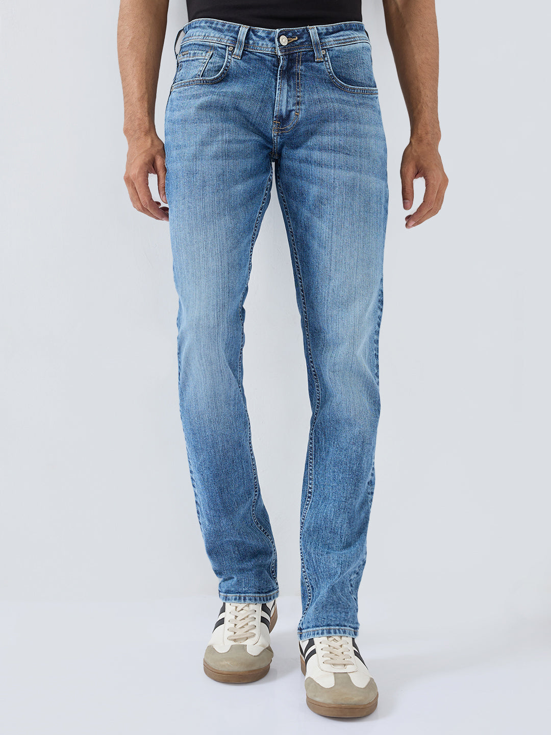 Men Nico Jeans Slim Fit Mid Blue Low Rise