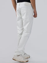 Men Kano Jeans Slim Fit White Low Rise