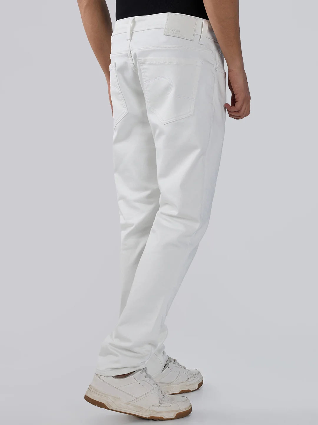 Men Kano Jeans Slim Fit White Low Rise