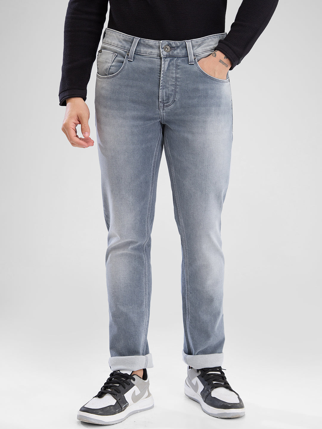 Spykar Grey Slim Fit Jeans For Men