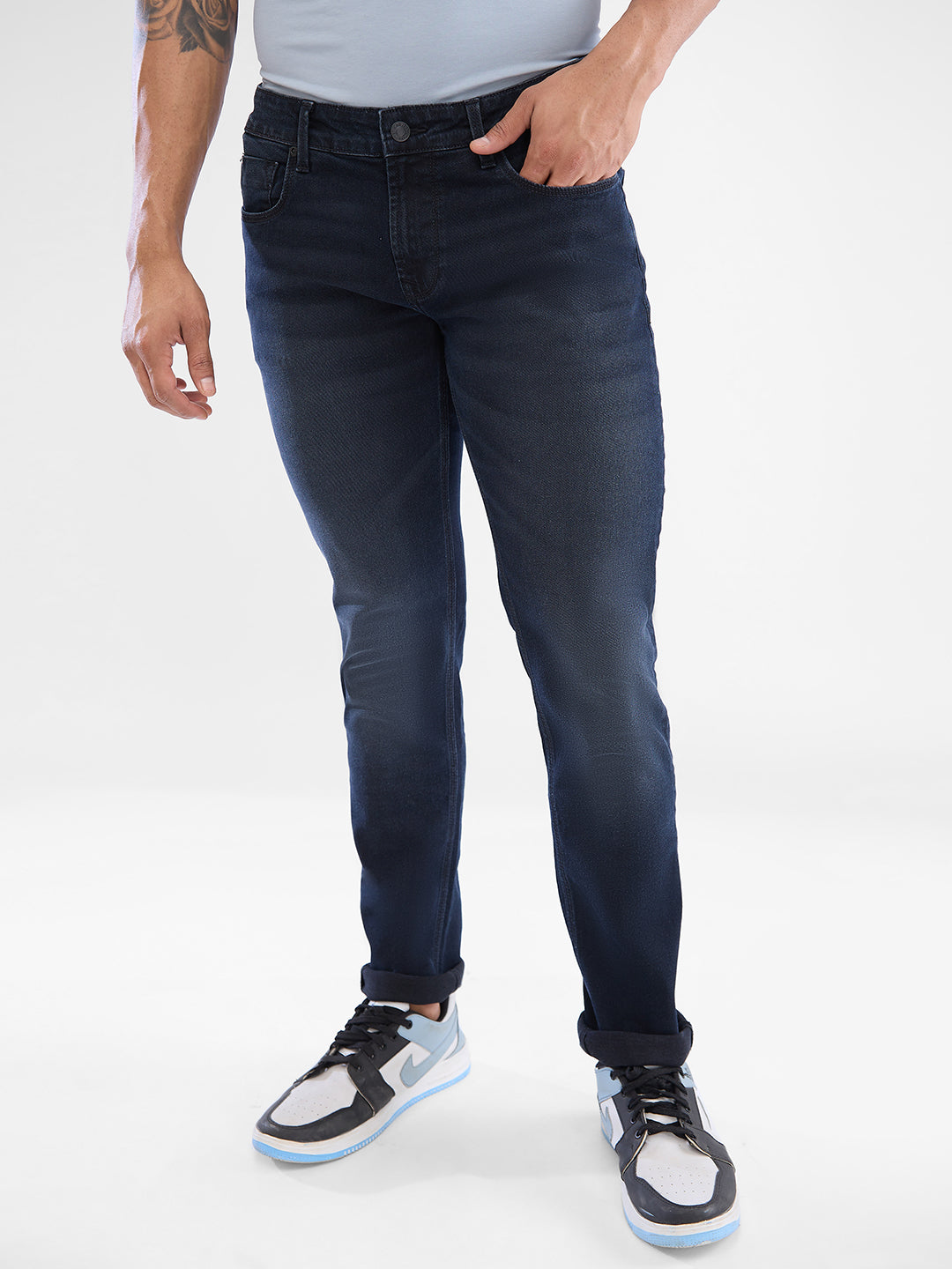 Spykar Black Indigo Slim Fit Jeans For Men