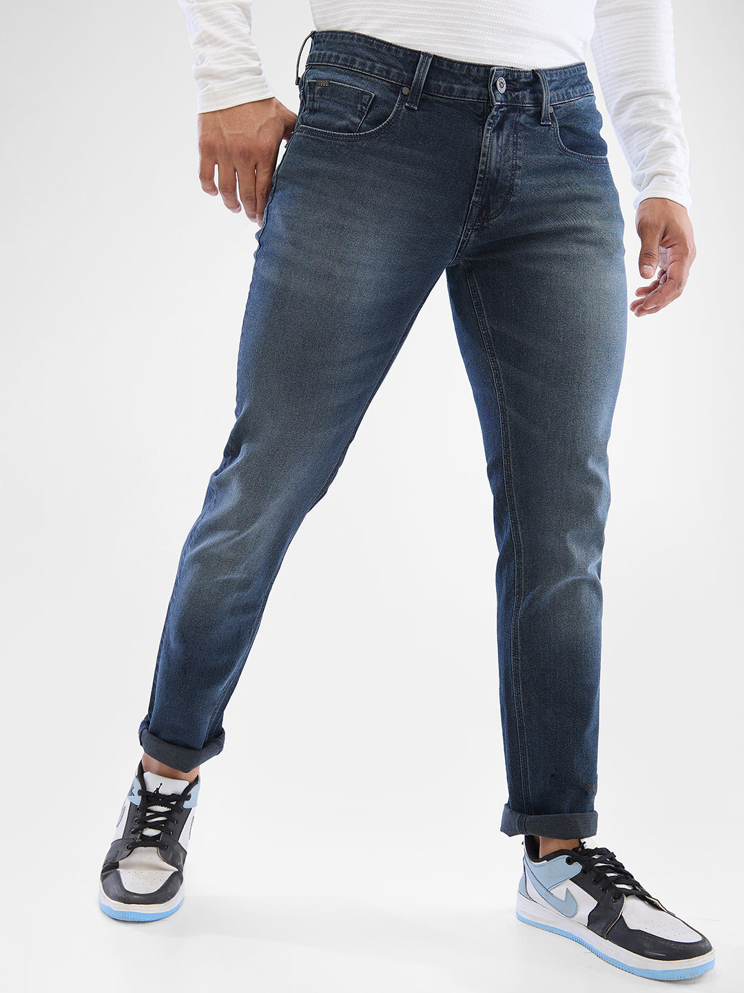 Spykar Dark Blue Slim Fit Jeans For Men