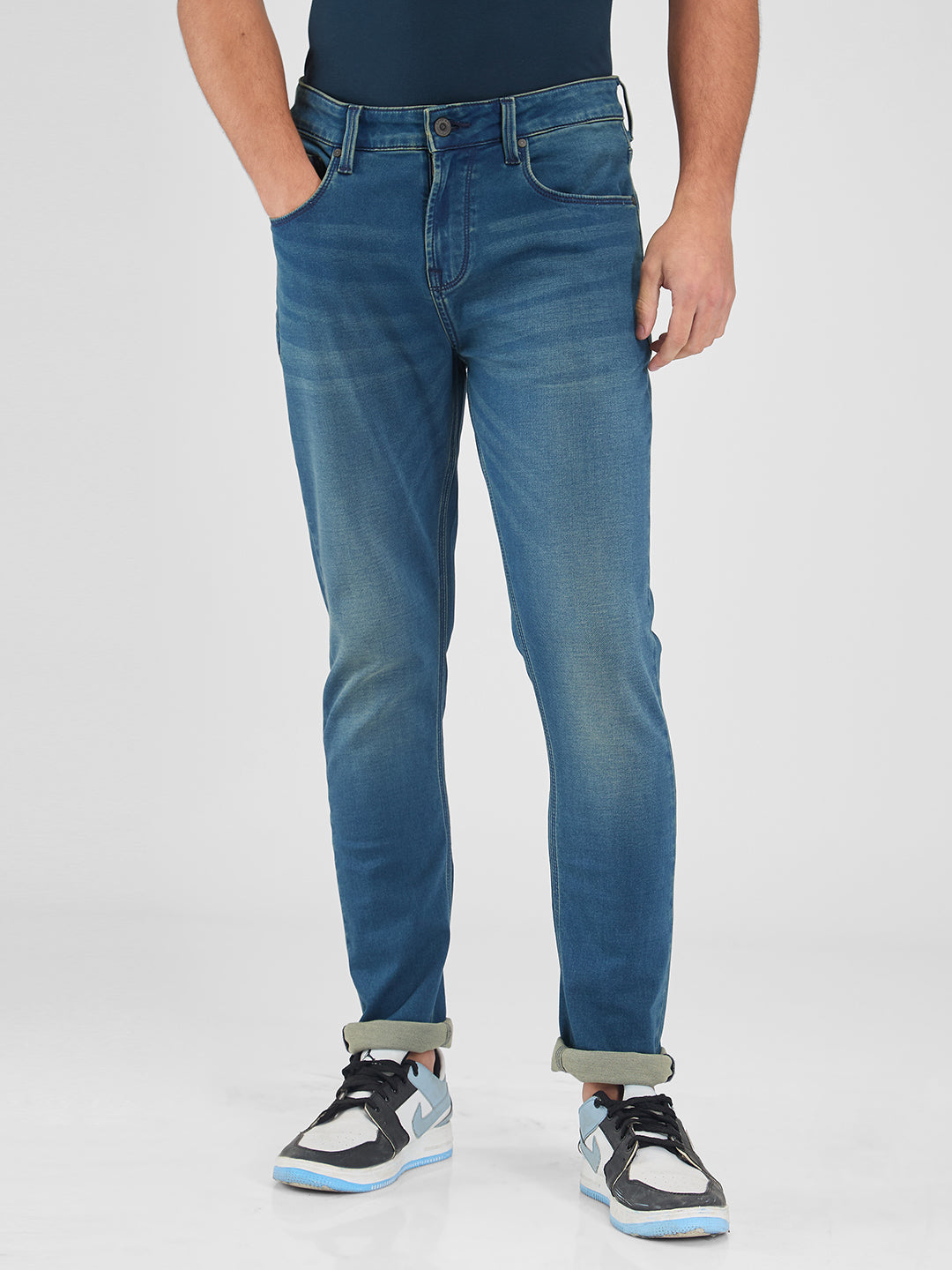 Spykar Blue Skinny Slim Fit Low Rise Jeans For Men