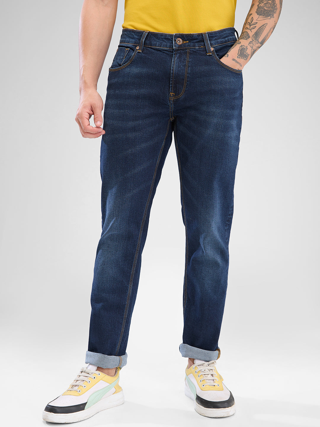 Spykar Dark Blue Slim Fit Jeans For Men