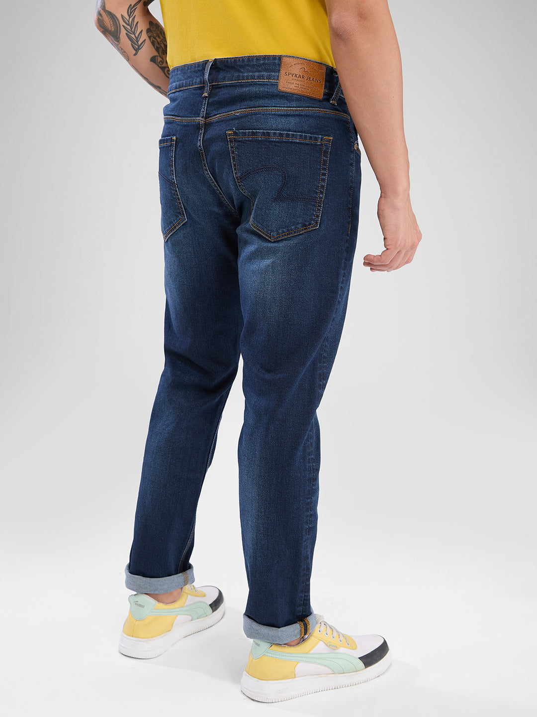 Buy Online Spykar Dark Blue Slim Fit Jeans For Men