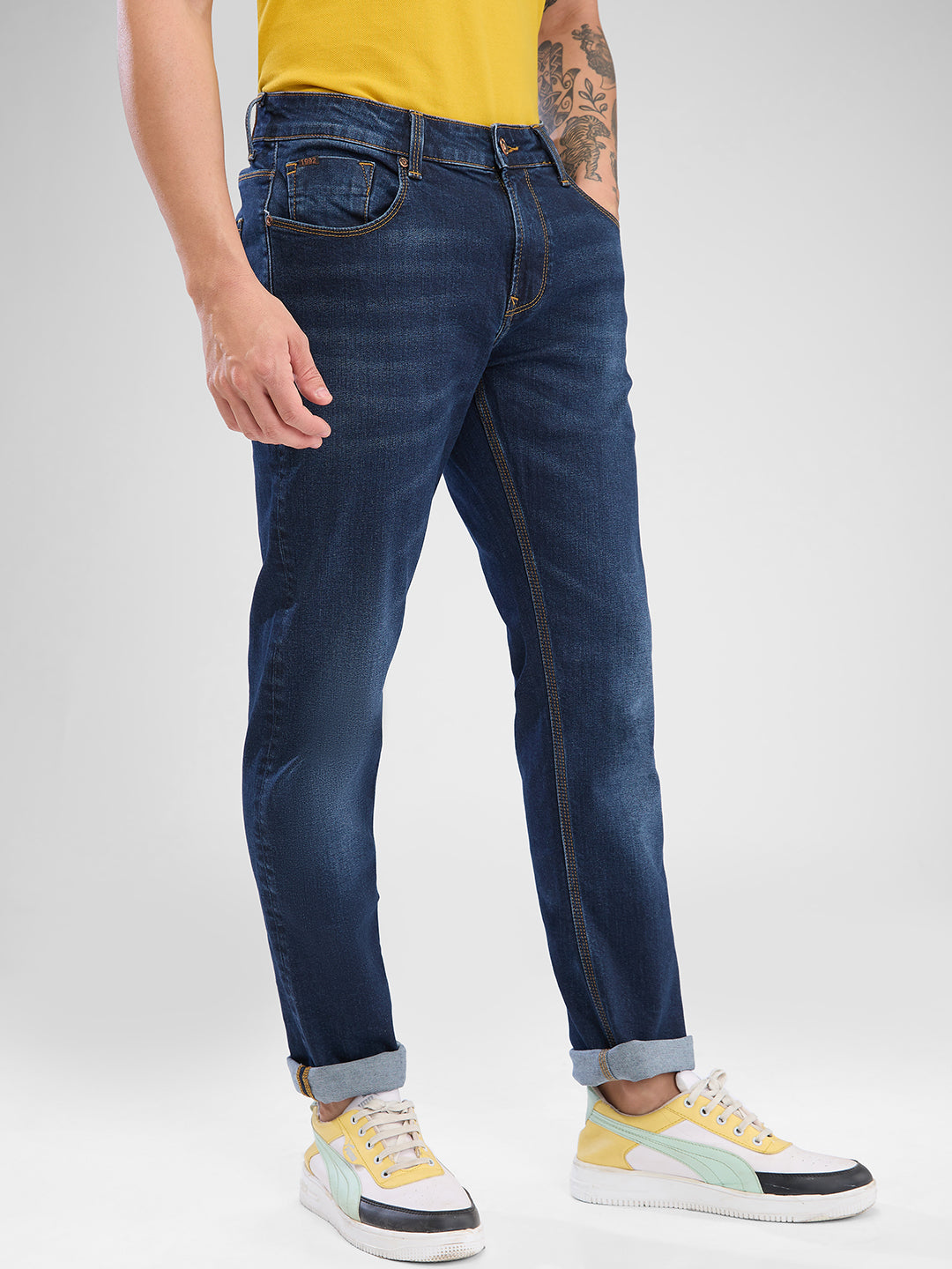 Spykar Dark Blue Slim Fit Jeans For Men