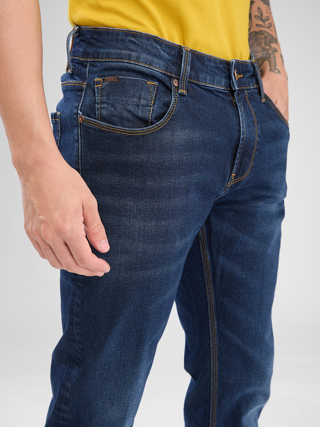 Spykar Dark Blue Slim Fit Jeans For Men