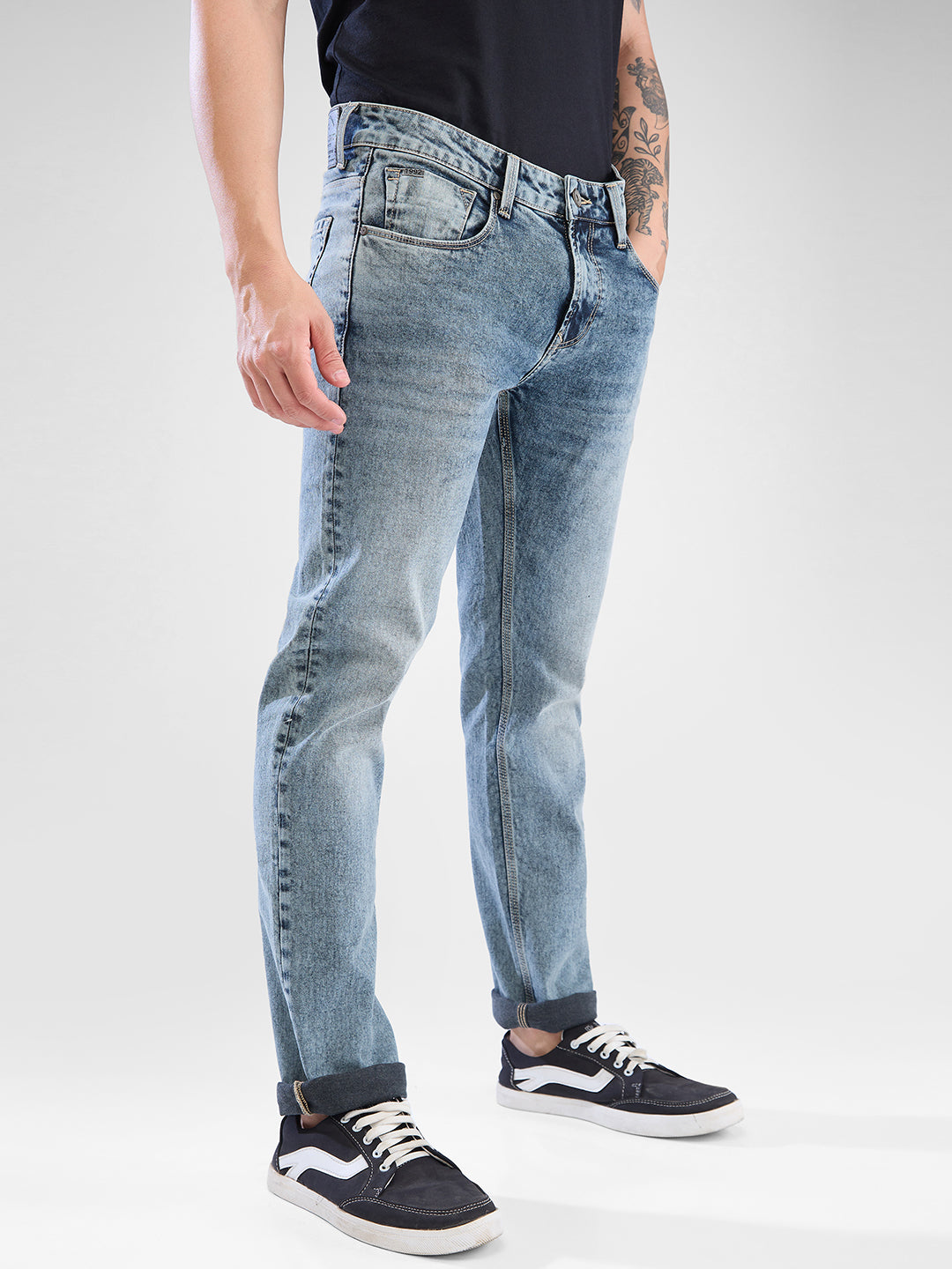 Spykar Mid Grey Slim Fit Jeans For Men