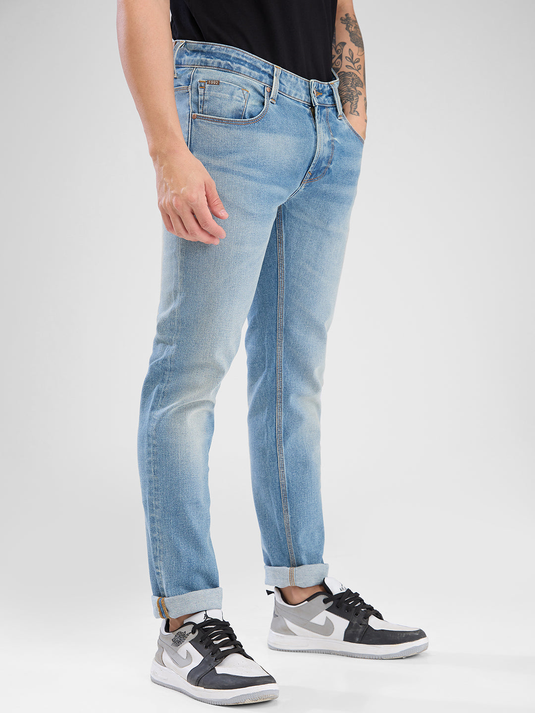 Spykar Vintage Blue Slim Fit Jeans For Men