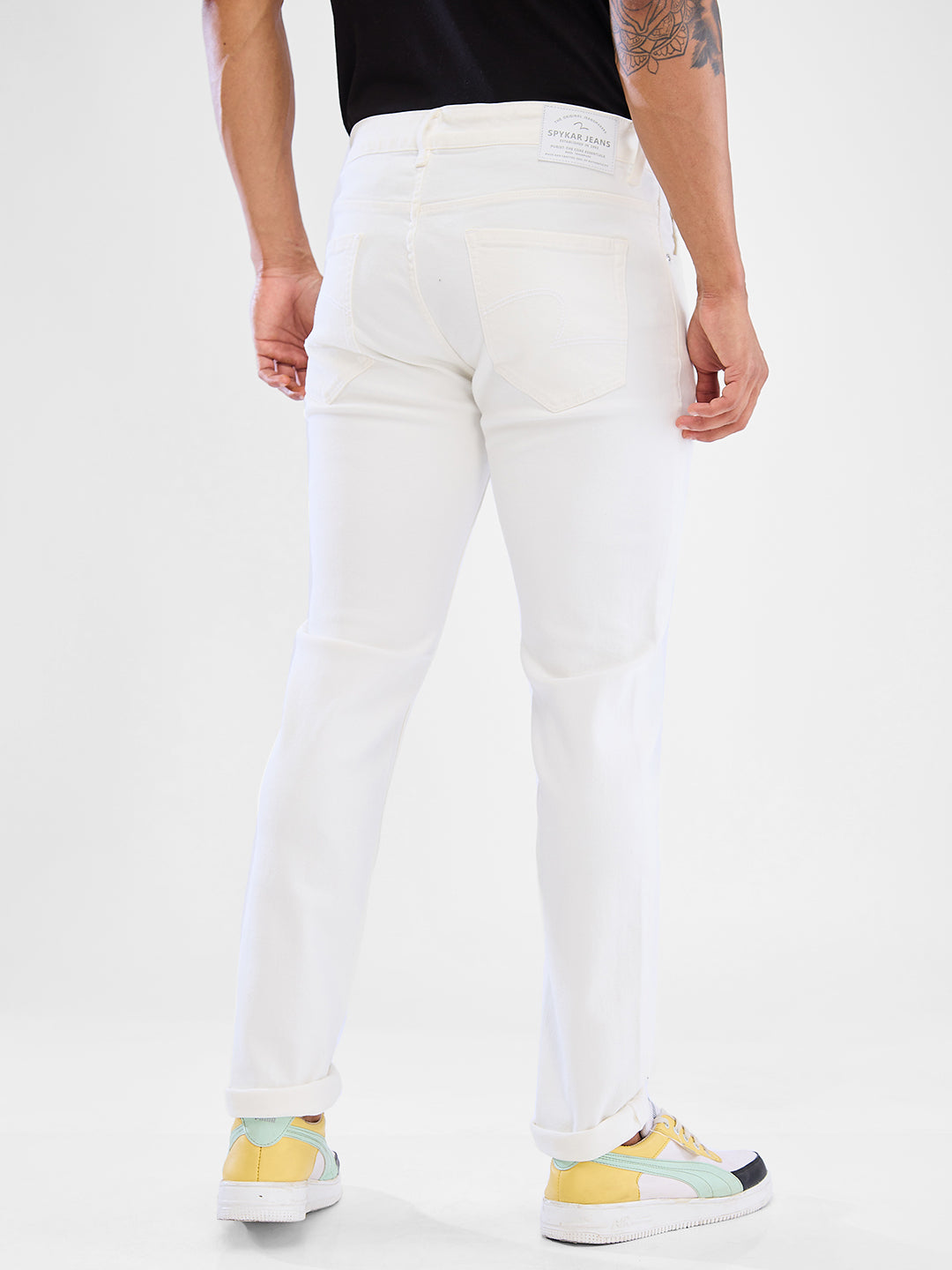 Spykar White Slim Fit Jeans For Men