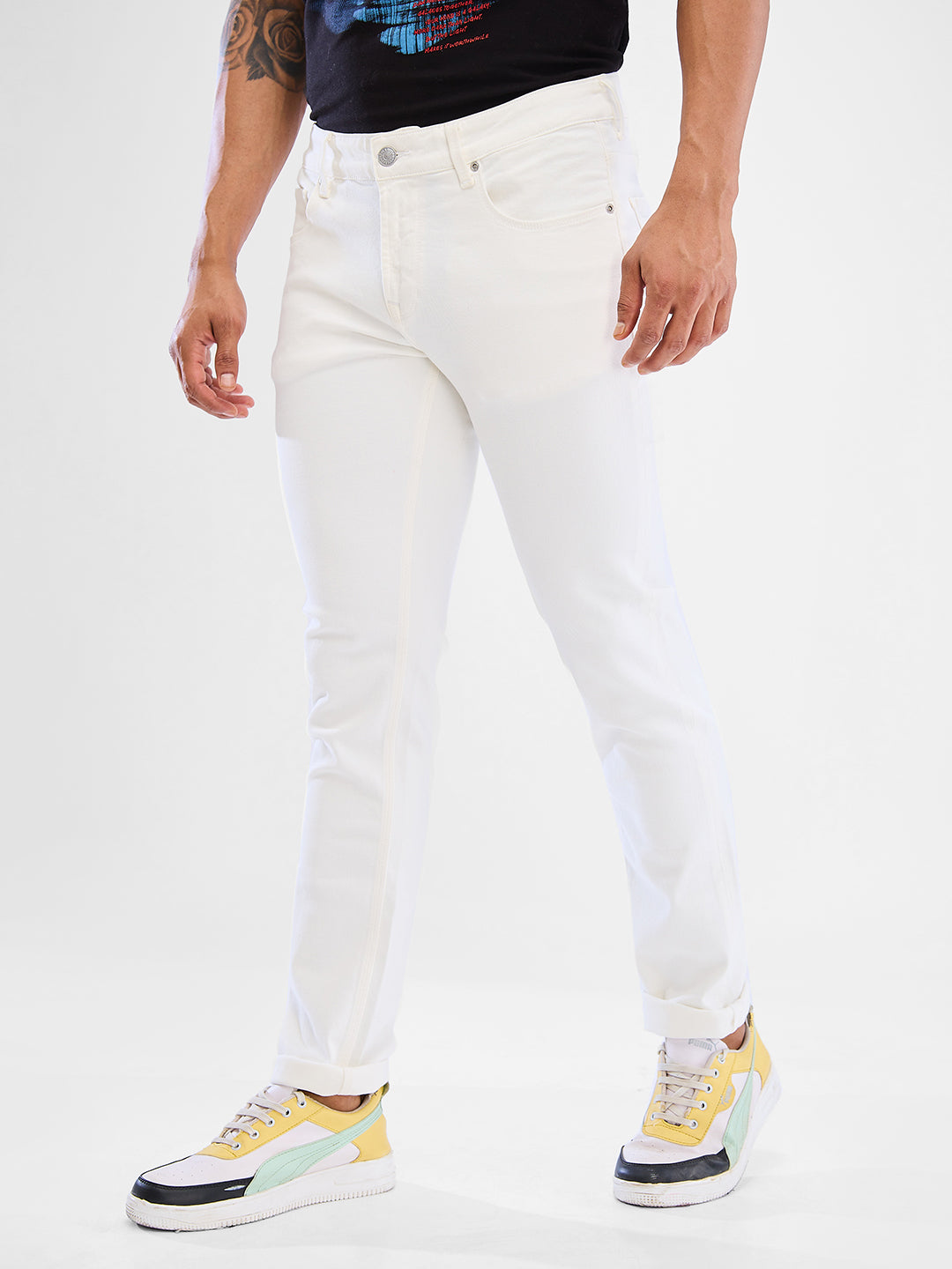 Spykar White Slim Fit Jeans For Men