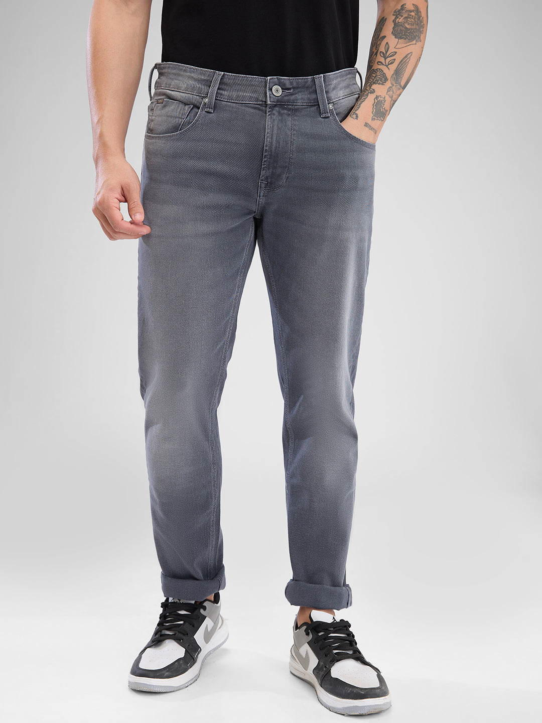 Spykar Grey Slim Fit Jeans For Men