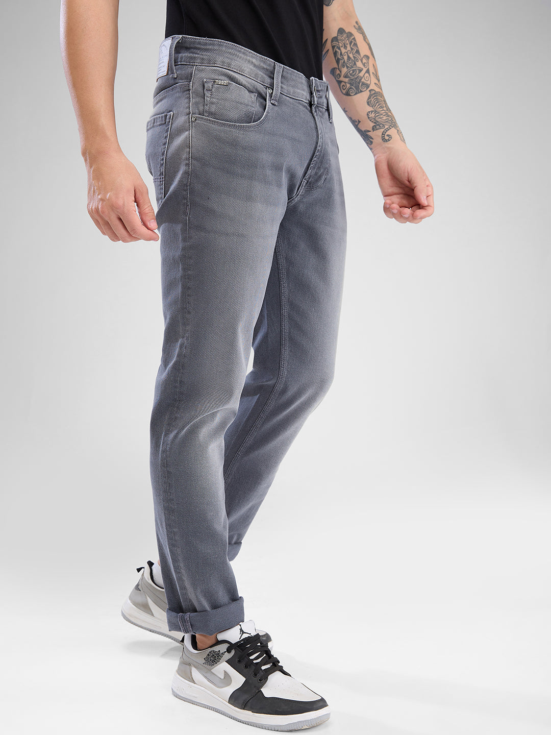 Spykar Grey Slim Fit Jeans For Men