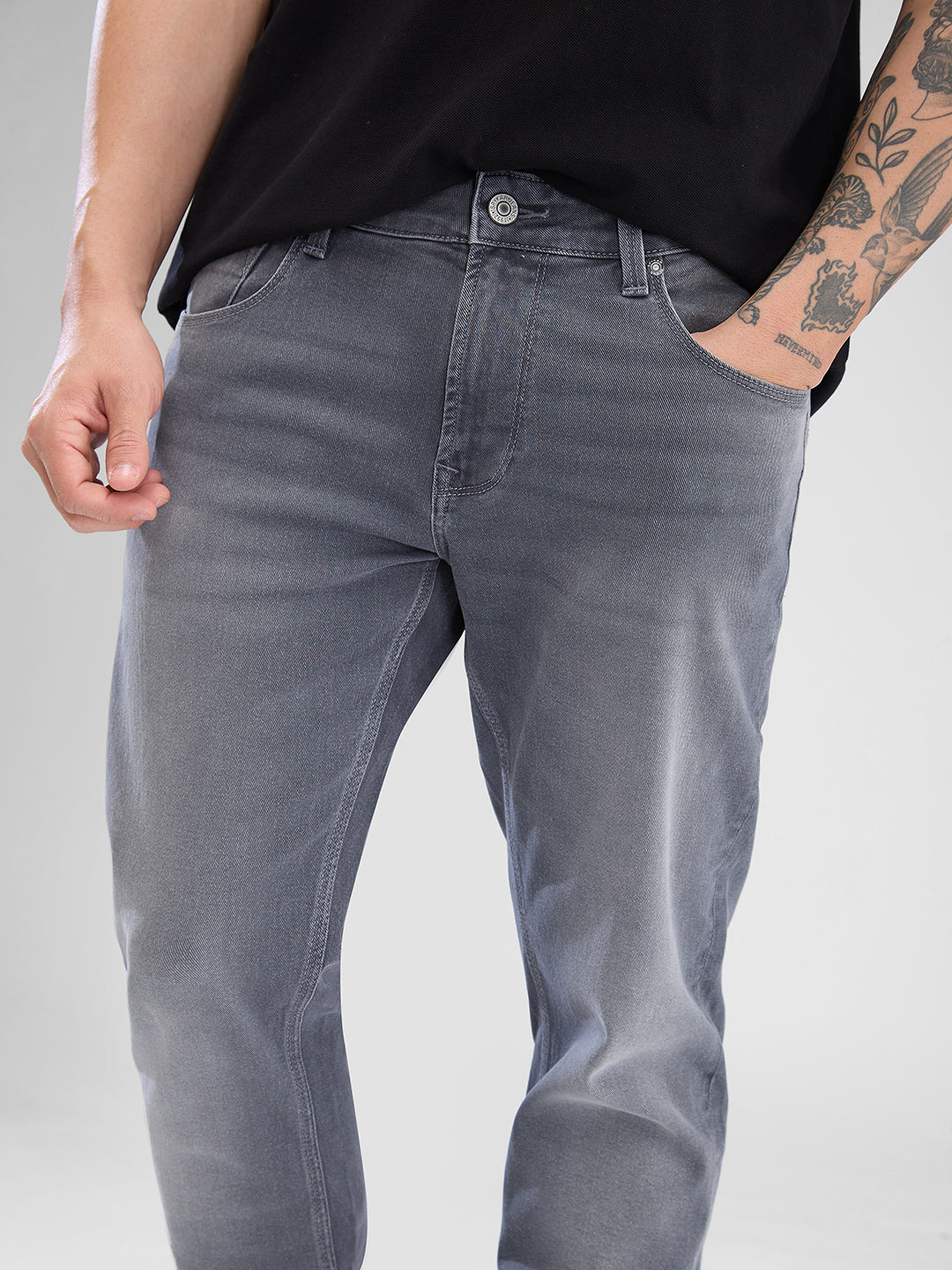 Spykar Grey Slim Fit Jeans For Men