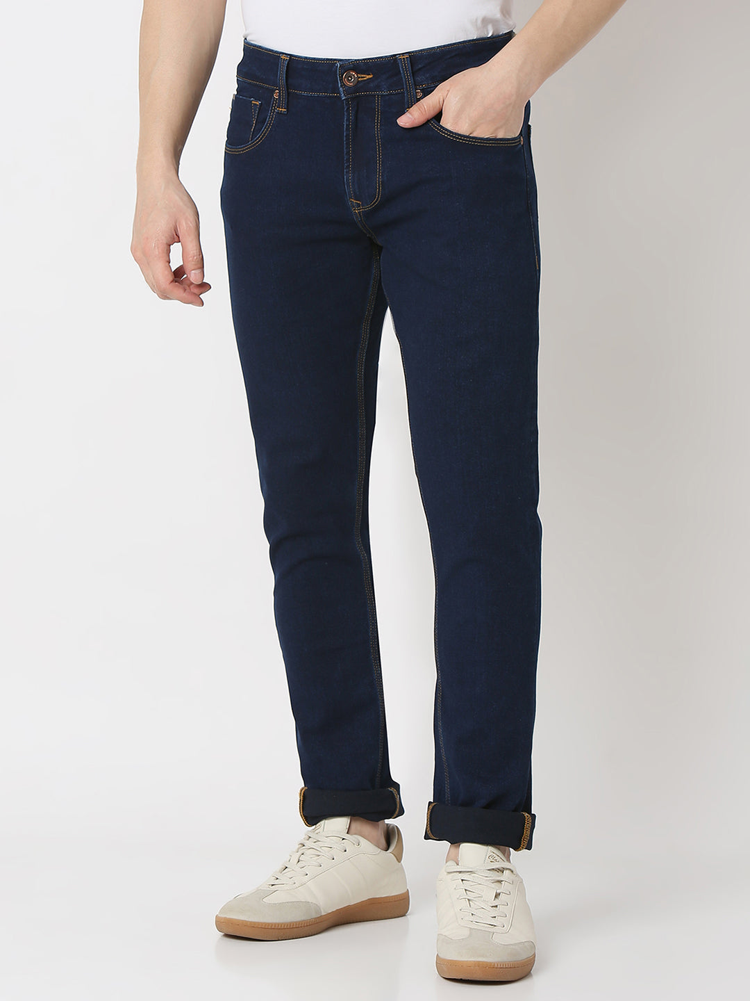 Spykar Raw Blue Low Rise Slim Fit Jeans For Men