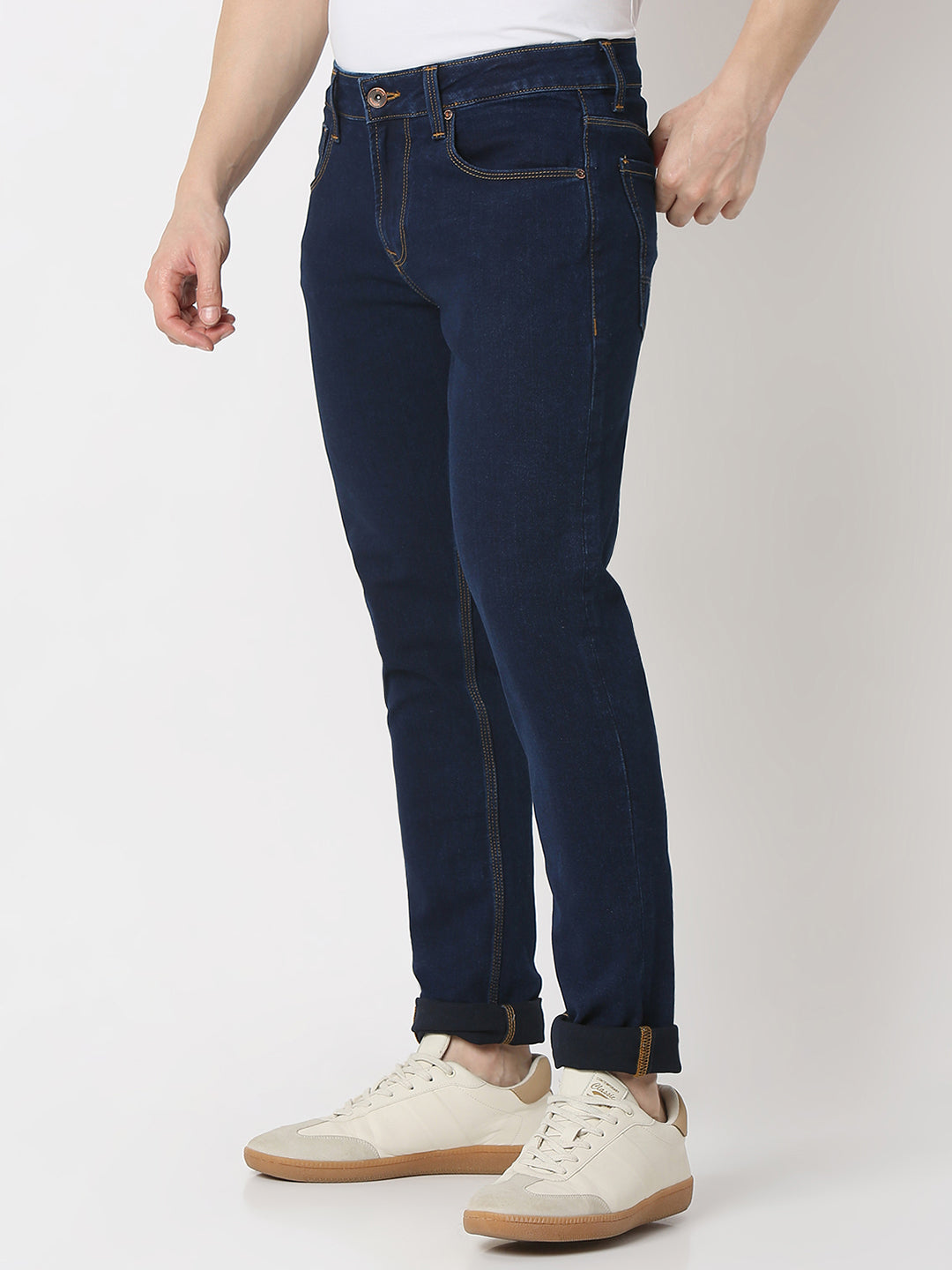 Men Kano Jeans Slim Fit Blue Low Rise