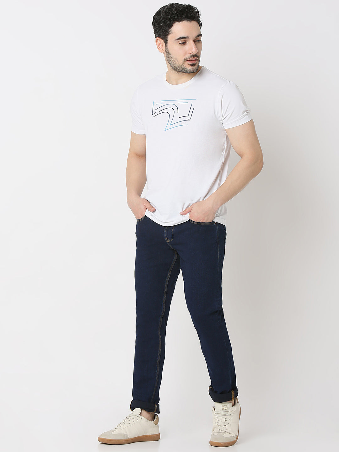Men Kano Jeans Slim Fit Blue Low Rise