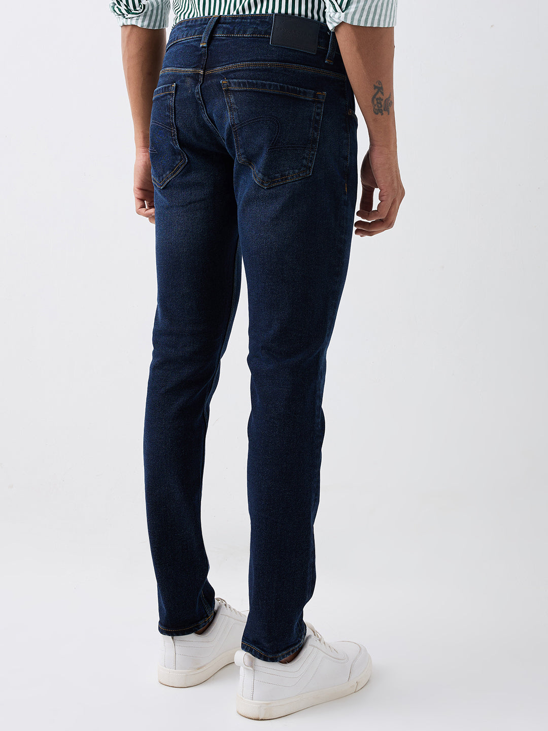 Spykar Dark Blue Low Rise Slim Fit Casual Jeans For Men