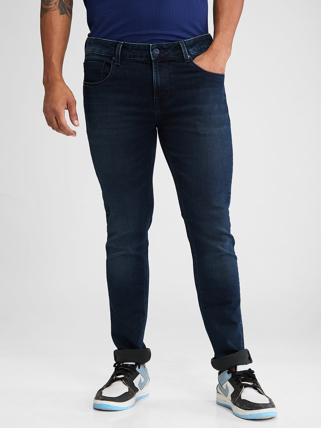 Spykar Blue Skinny Slim Fit Low Rise Jeans For Men