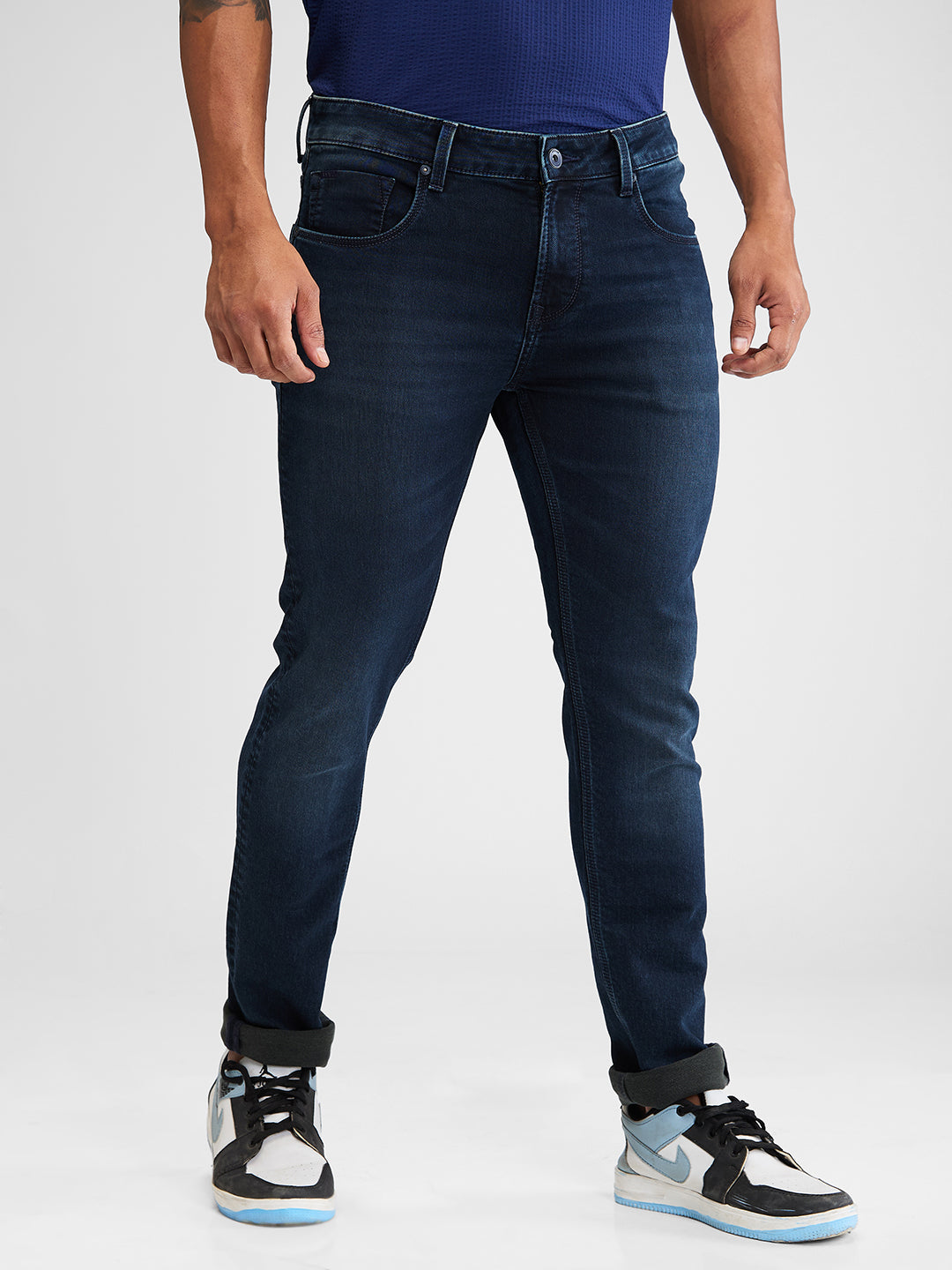 Spykar Blue Skinny Slim Fit Low Rise Jeans For Men