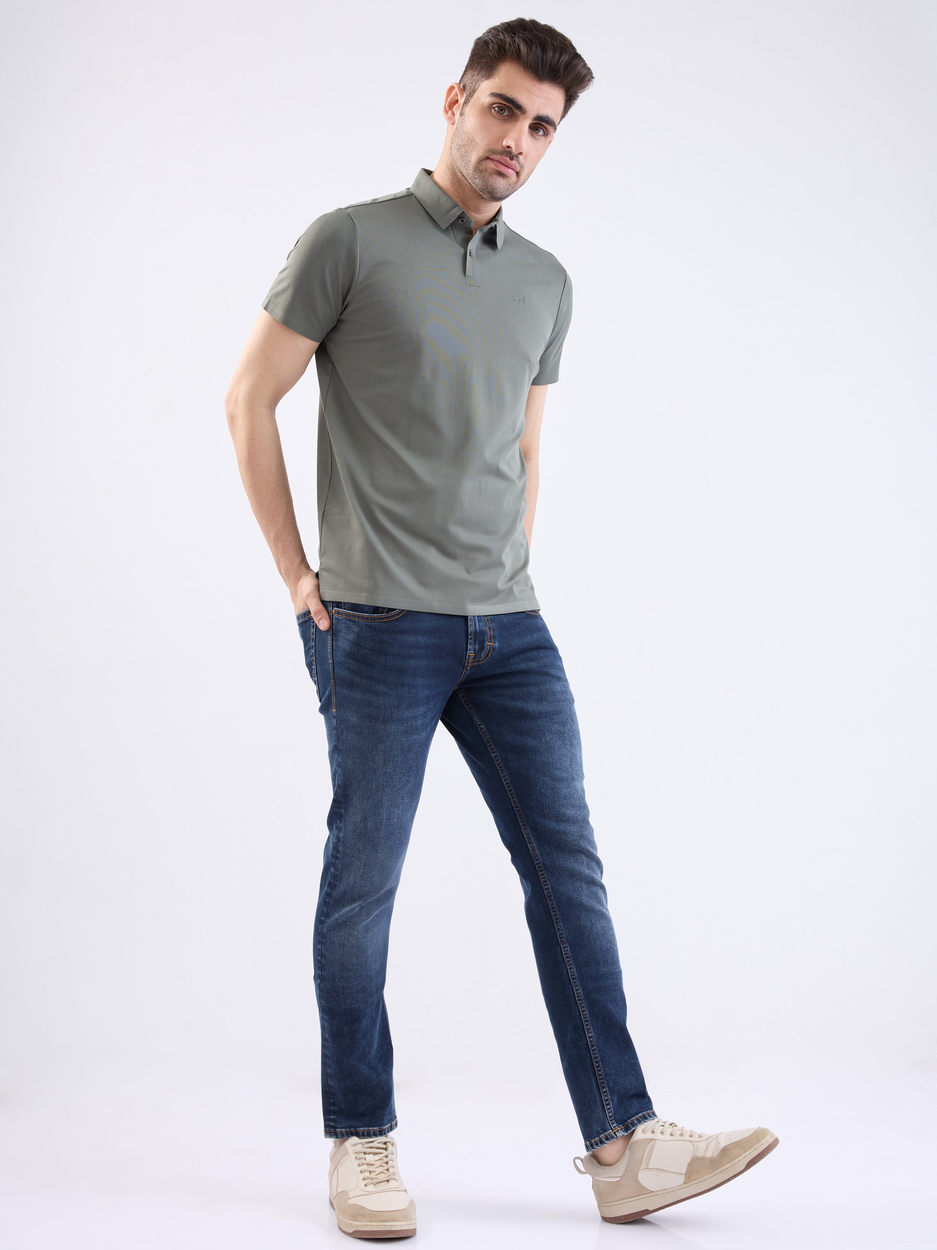 Spykar Dark Blue Low Rise Slim Fit Casual Jeans For Men