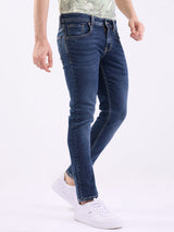 Men Jeans Slim Fit Dark Blue Low Rise