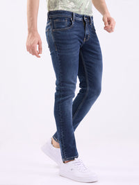Men Jeans Slim Fit Dark Blue Low Rise